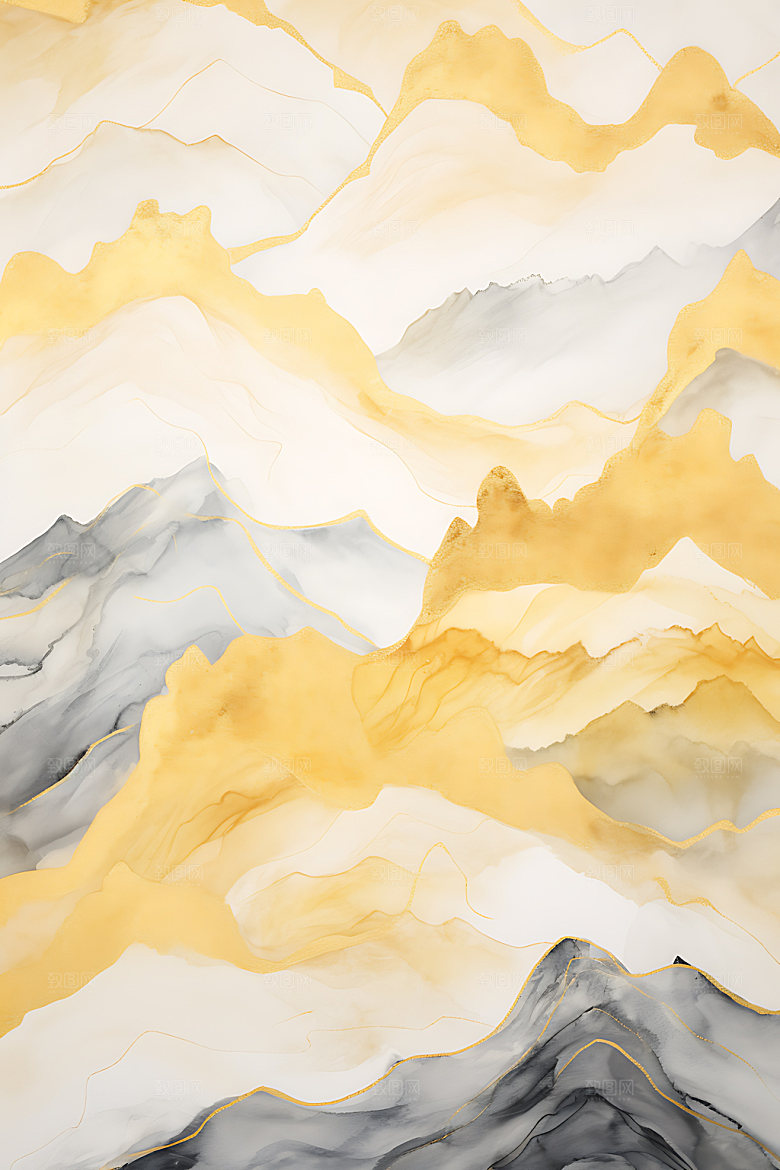 金箔山水中式风格高端装饰画