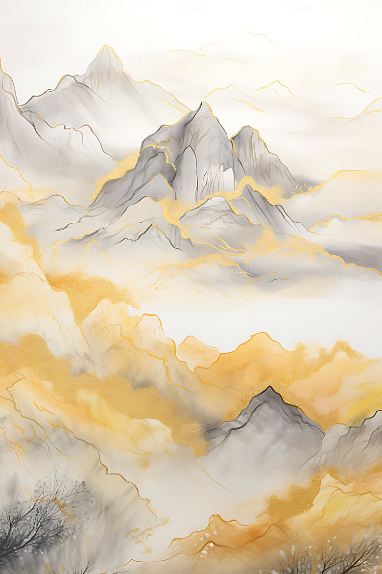 金箔山水大气高端装饰画