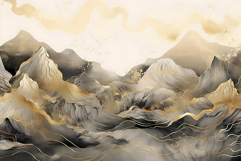 金箔山水大气雅致装饰画