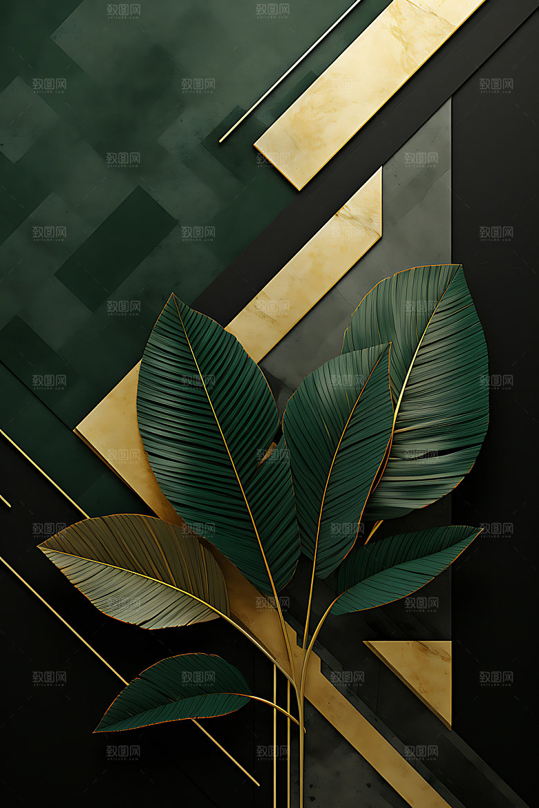 金箔树叶高端清新装饰画