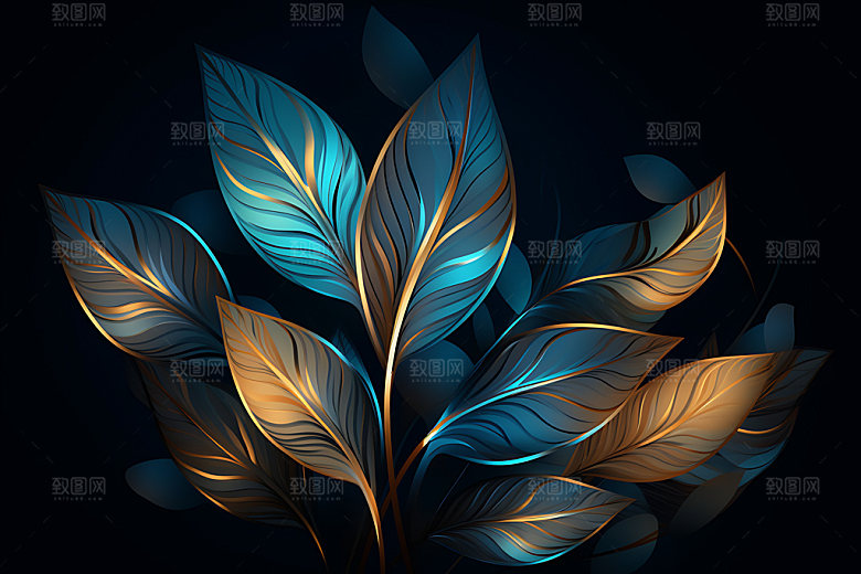金箔树叶高端雅致装饰画