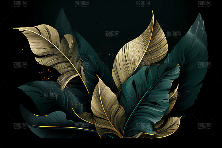 金箔树叶大气雅致装饰画