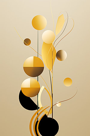 金箔树叶抽象INS风装饰画