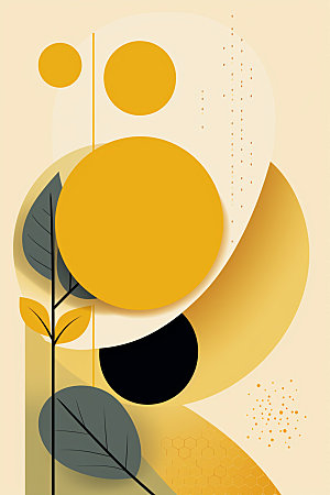 金箔树叶大气植物装饰画