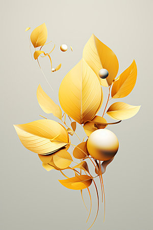 金箔树叶高端抽象装饰画
