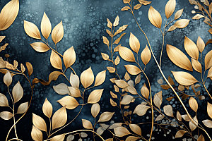 金箔树叶自然抽象装饰画