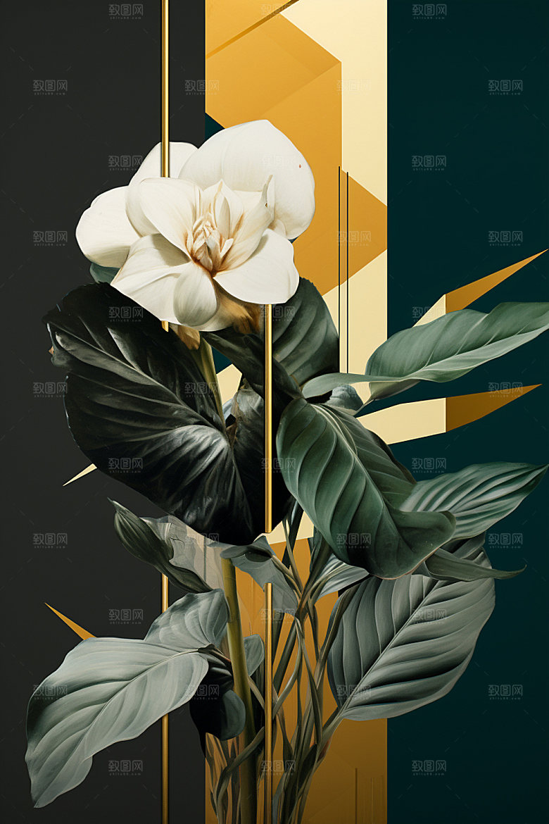 金箔树叶高端INS风装饰画