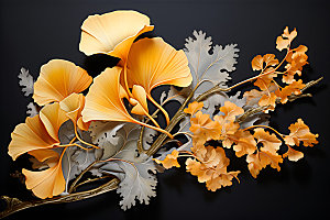 金箔银杏自然树叶装饰画