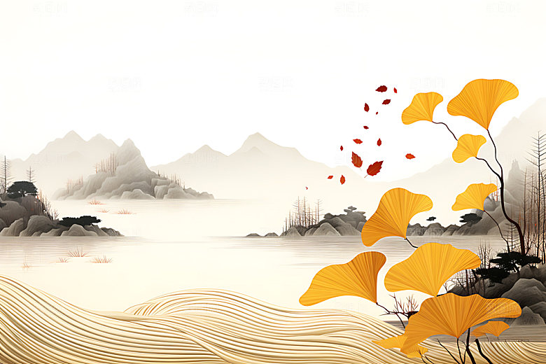 金箔银杏自然树叶装饰画