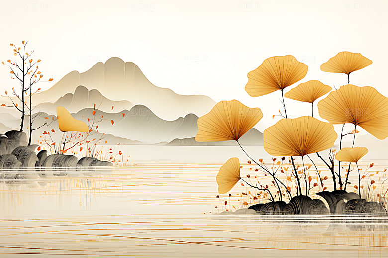 金箔银杏立体自然装饰画