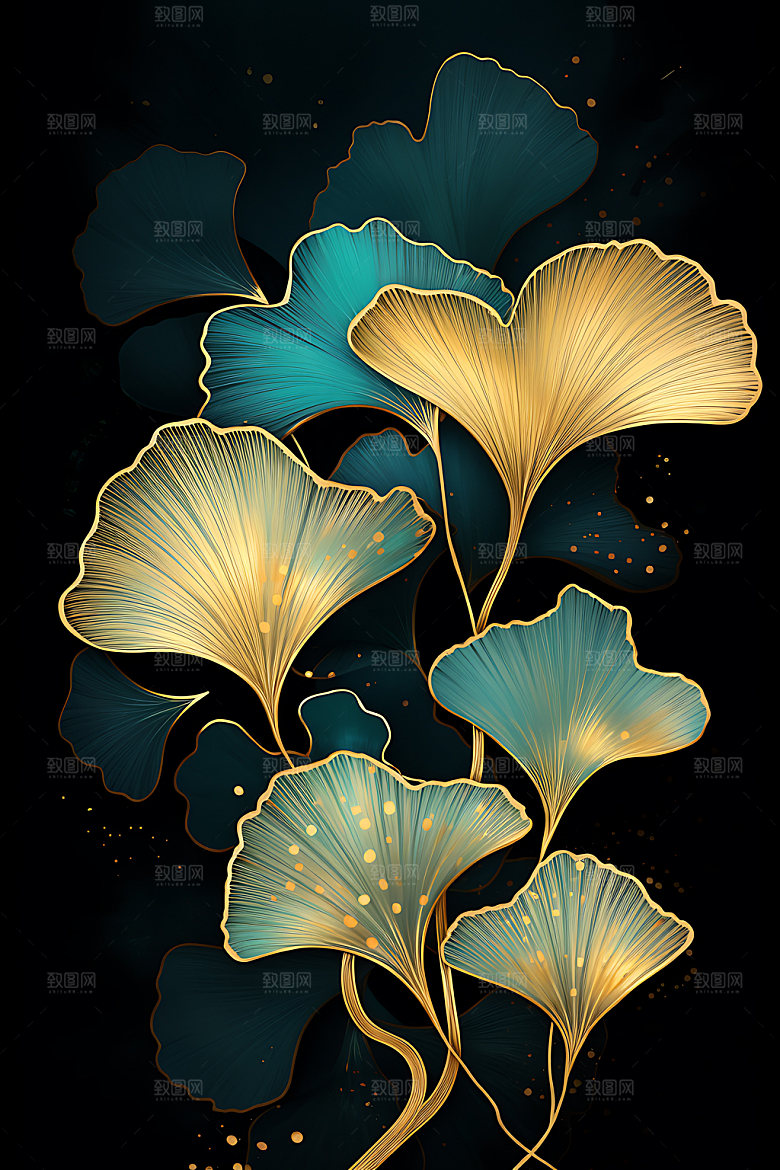 银杏质感立体金箔画