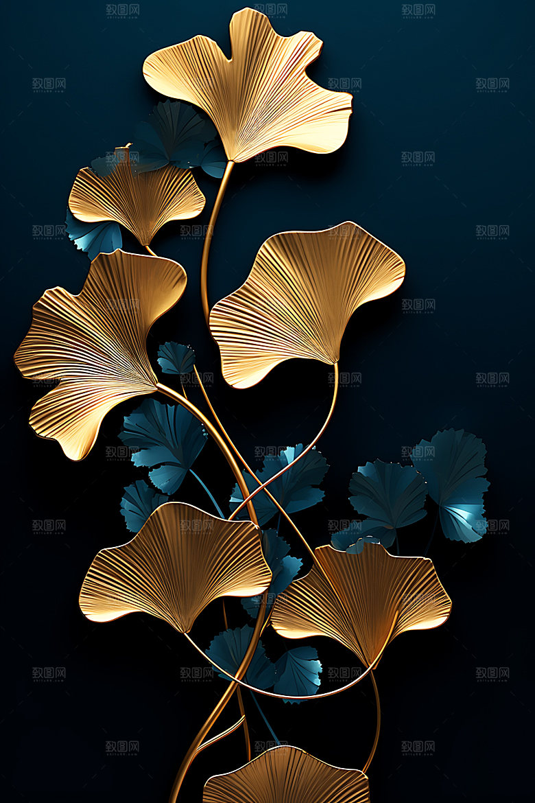银杏秋天立体金箔画
