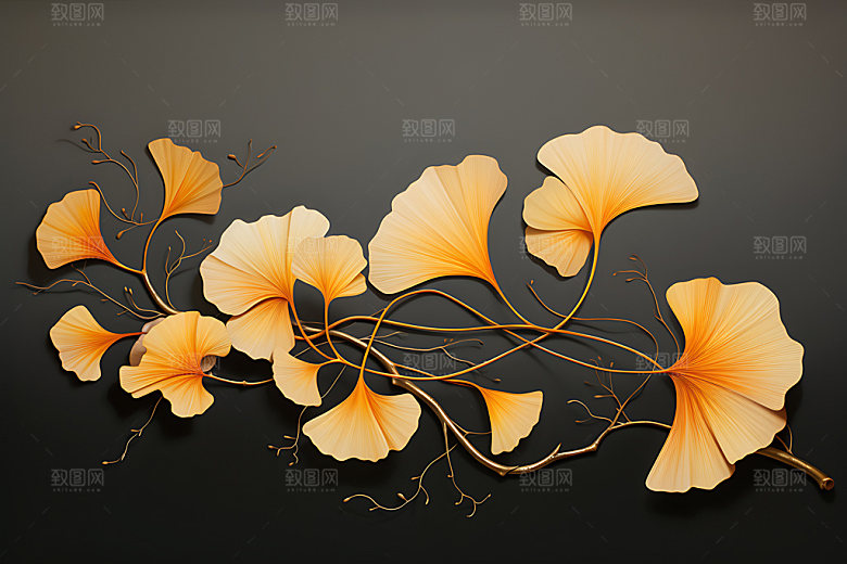 银杏低调奢华质感金箔画