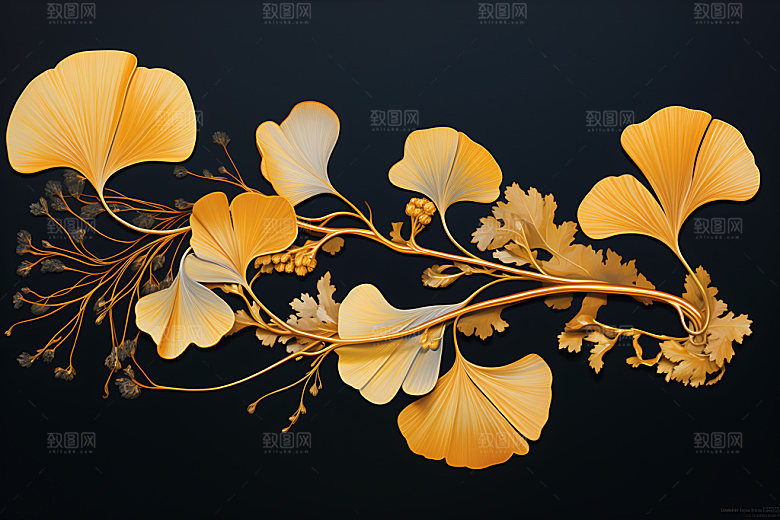银杏雅致低调奢华金箔画
