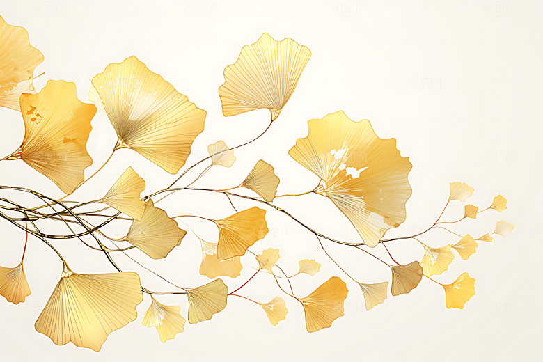 银杏质感立体金箔画
