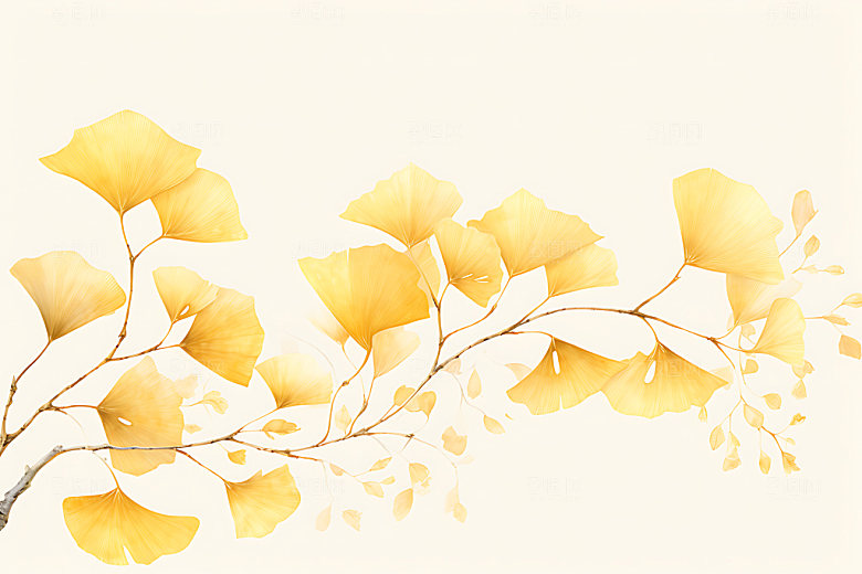 银杏秋天金色金箔画