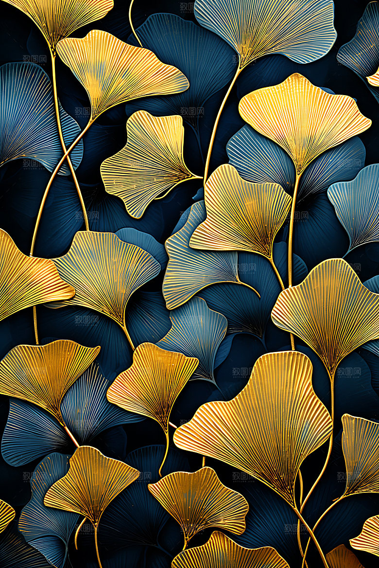 银杏金色雅致金箔画
