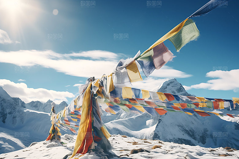 经幡祈福西藏摄影图