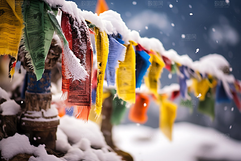 经幡西藏藏族摄影图