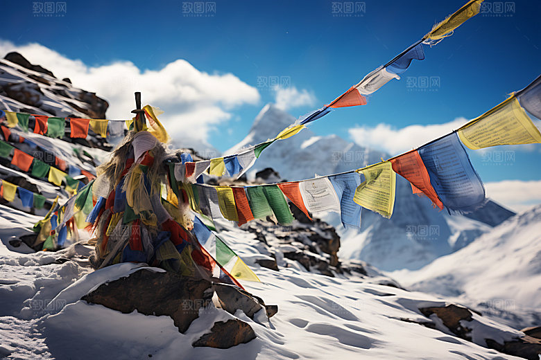 经幡传统藏族摄影图