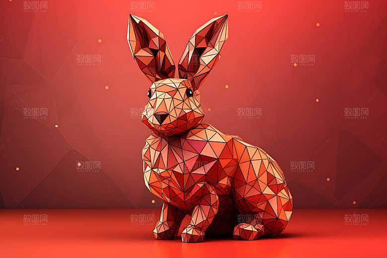 几何动物色块创意扁平风插画