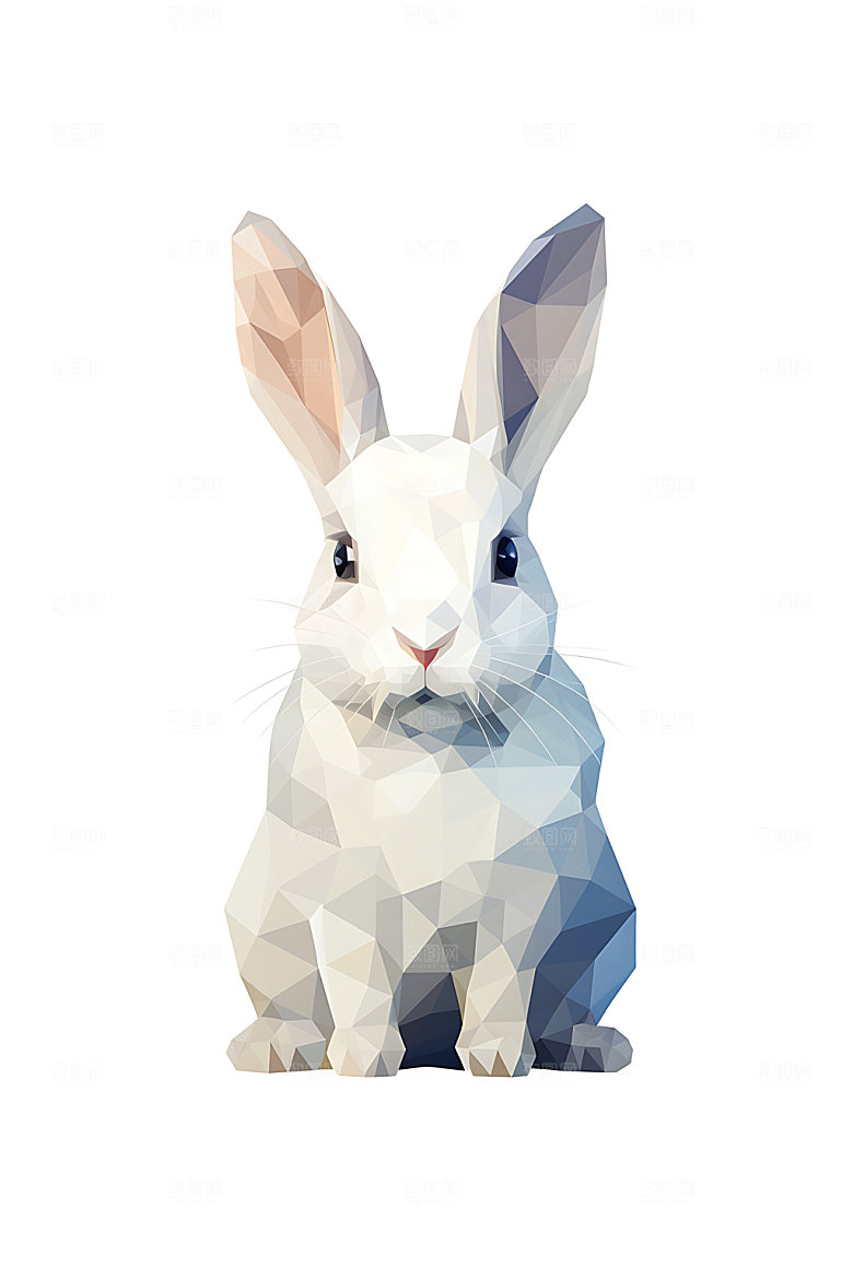 几何动物晶格色块扁平风插画