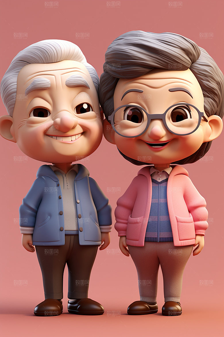 老人敬老宣传3D人物模型