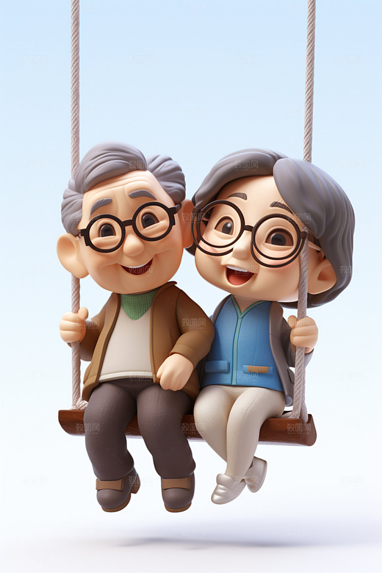 老人夕阳红高清人物模型