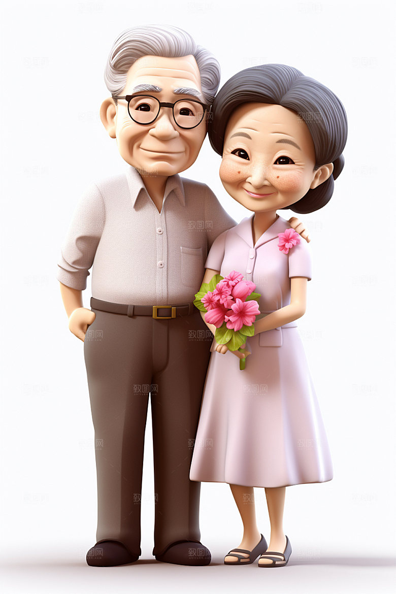 老人养老3D人物模型