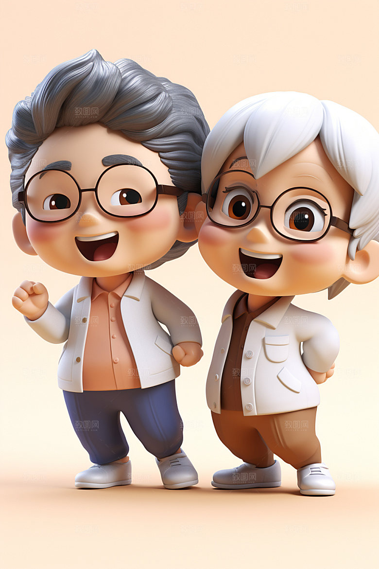 老人高清家庭人物模型