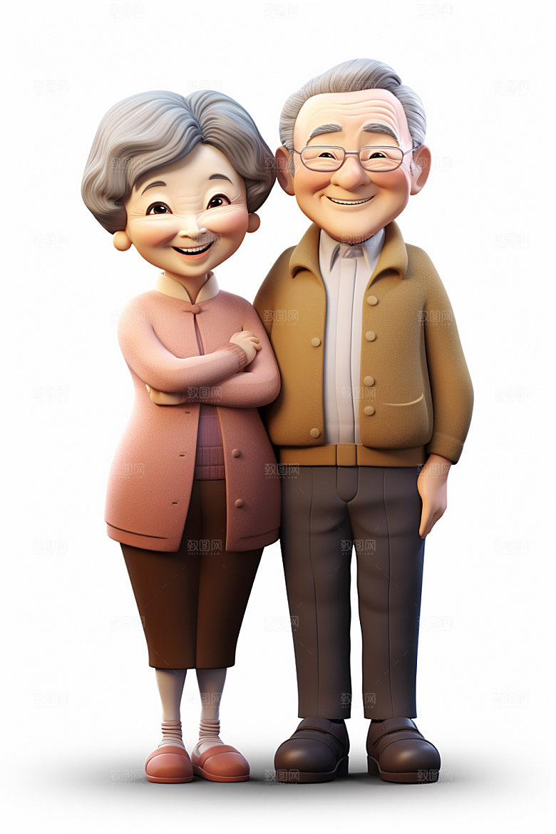 老人敬老宣传高清人物模型