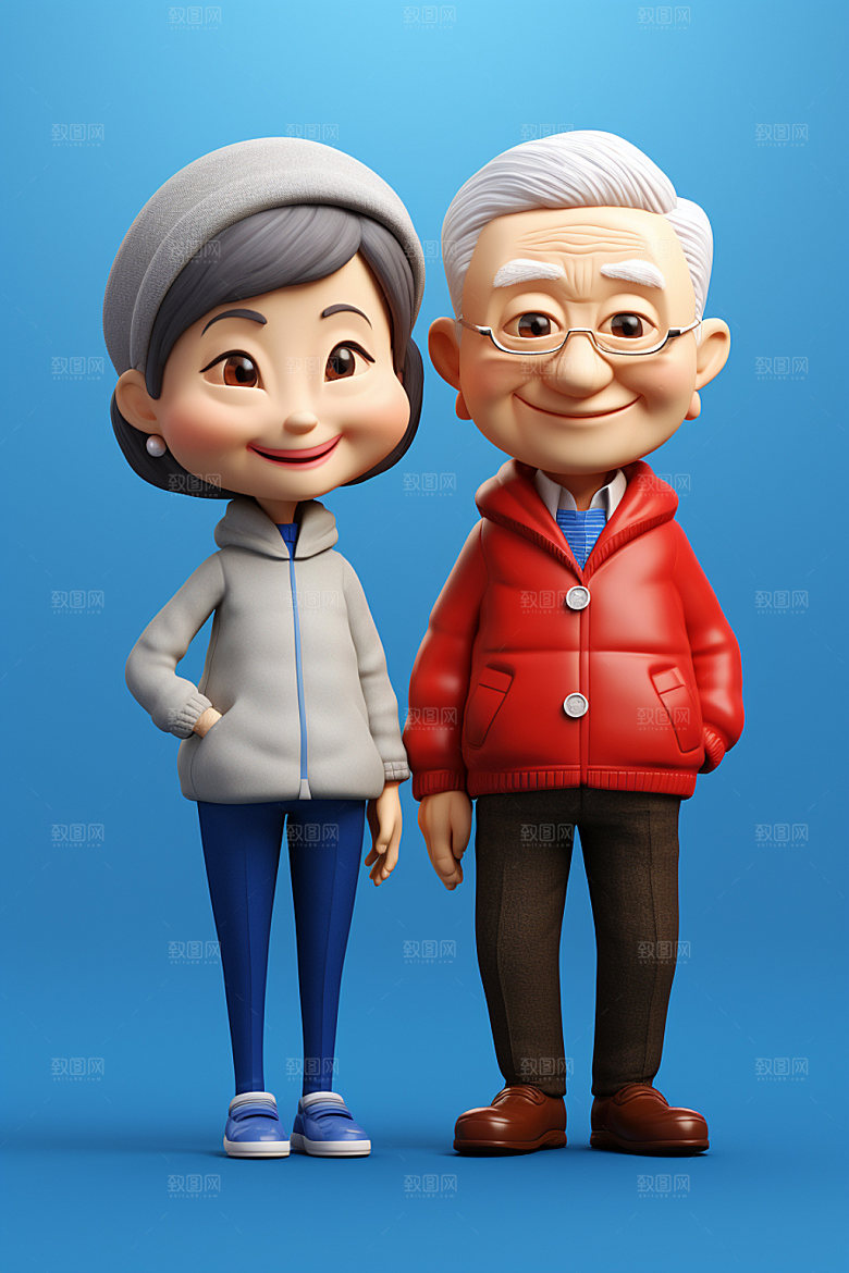 老人重阳节养老人物模型