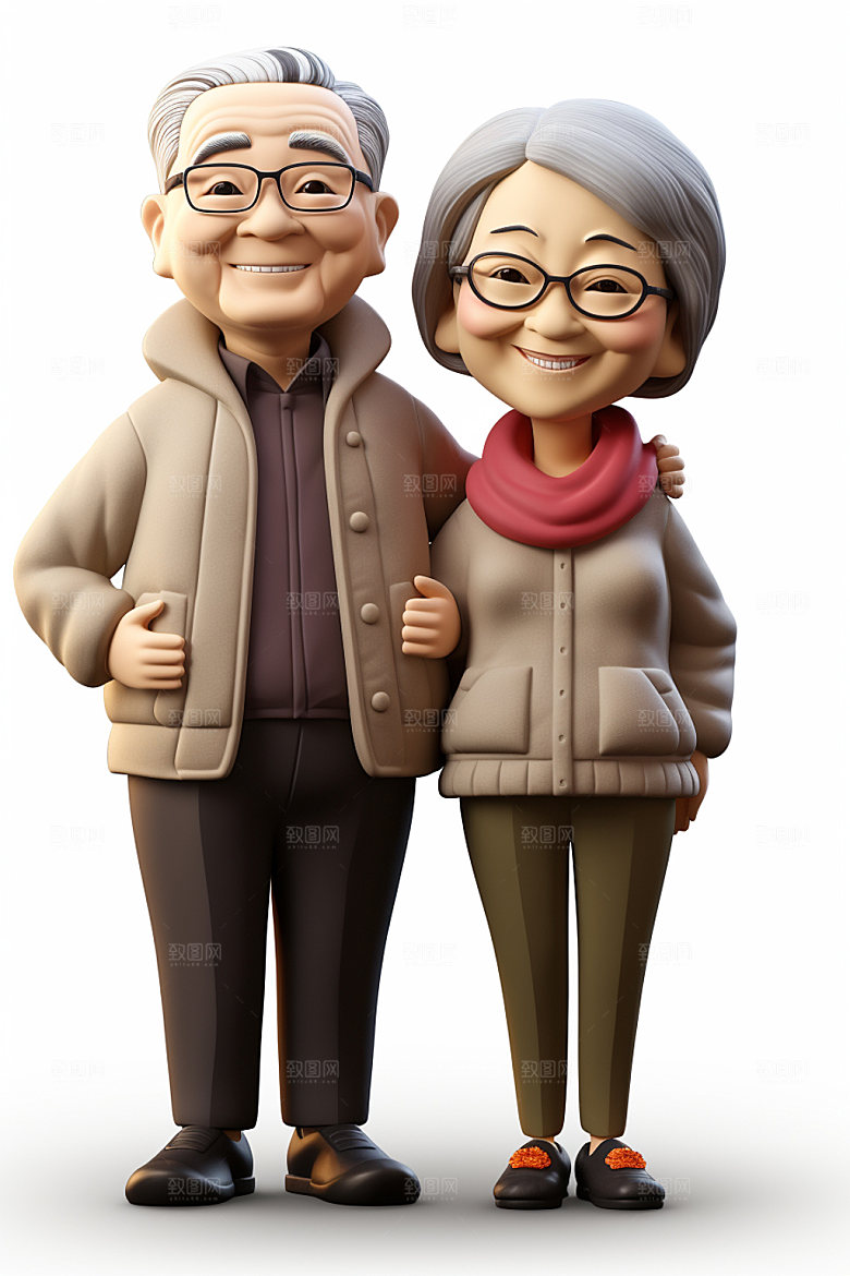 老人3D家庭人物模型