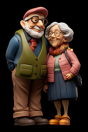 老人养老3D人物模型