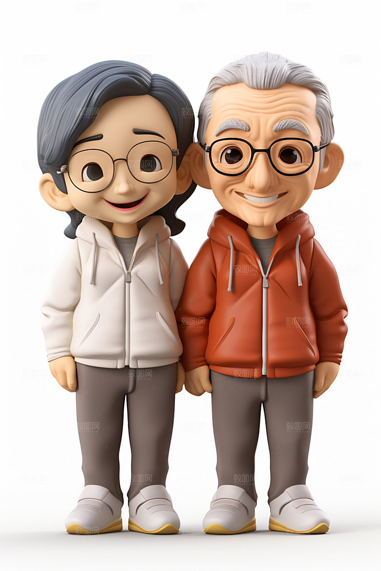 老人夕阳红养老人物模型