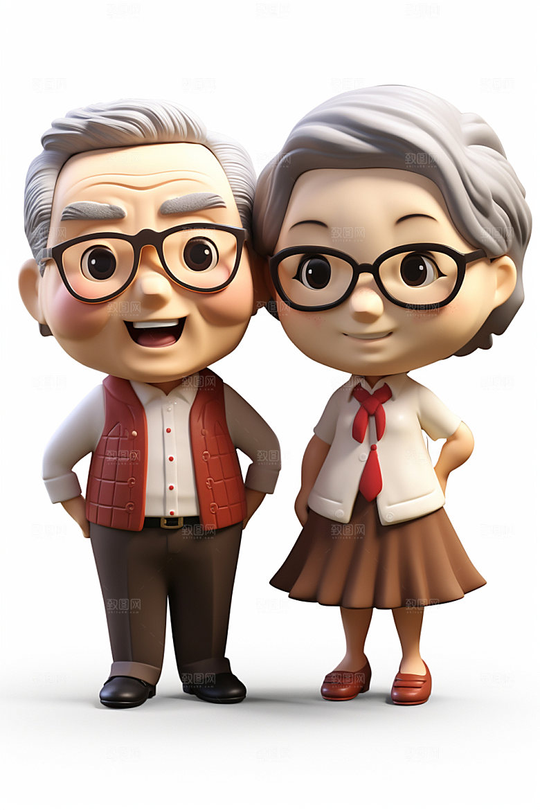 老人3D重阳节人物模型