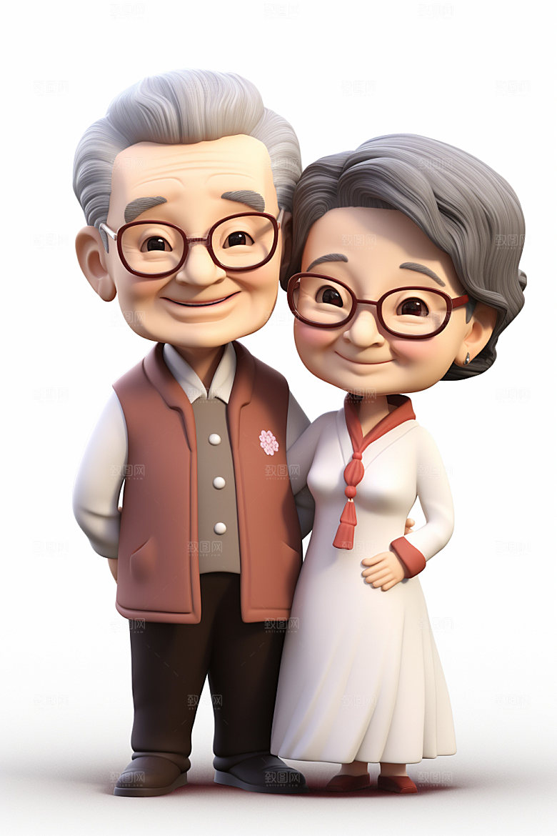 老人夕阳红养老人物模型