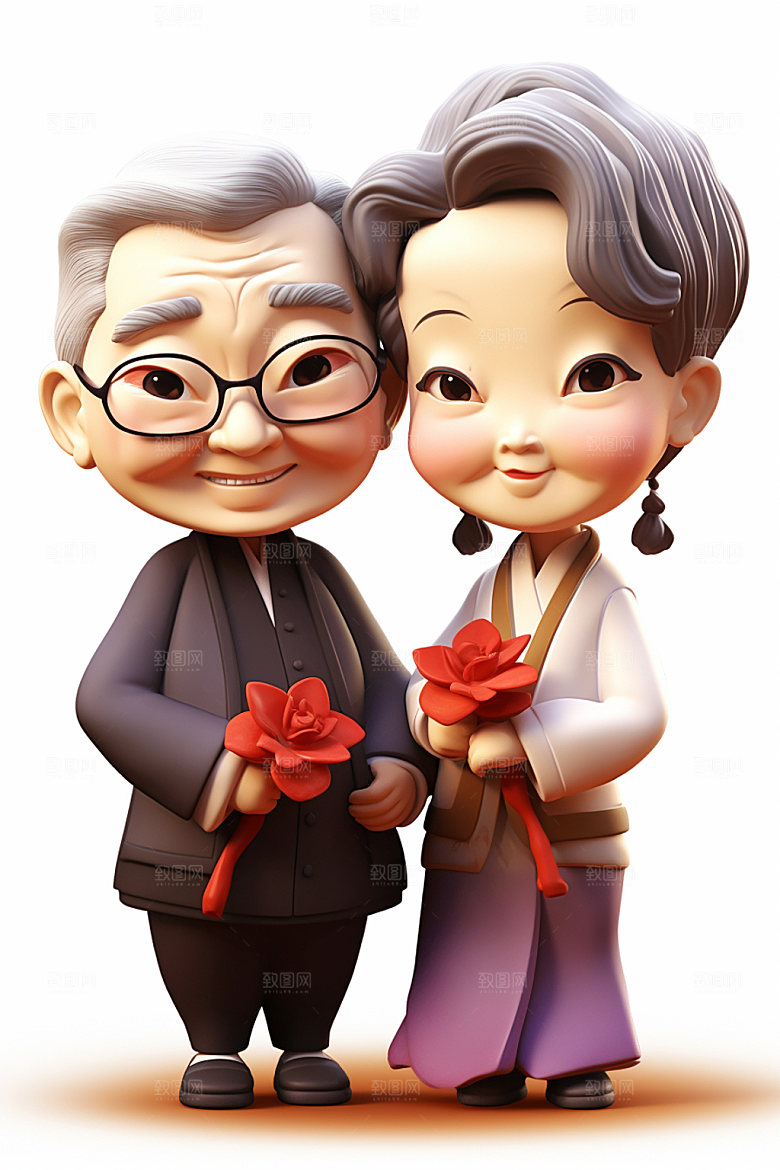 老人重阳节3D人物模型