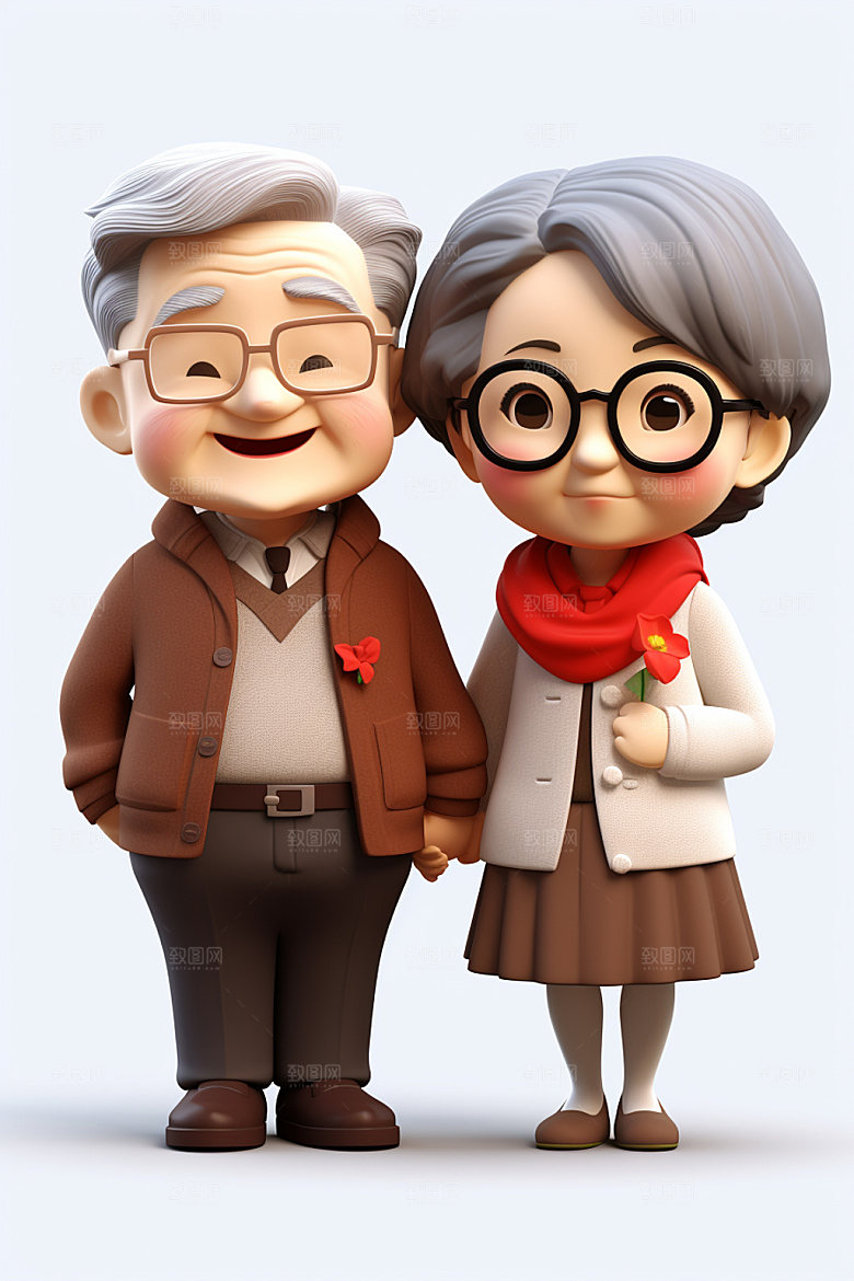 老人养老3D人物模型