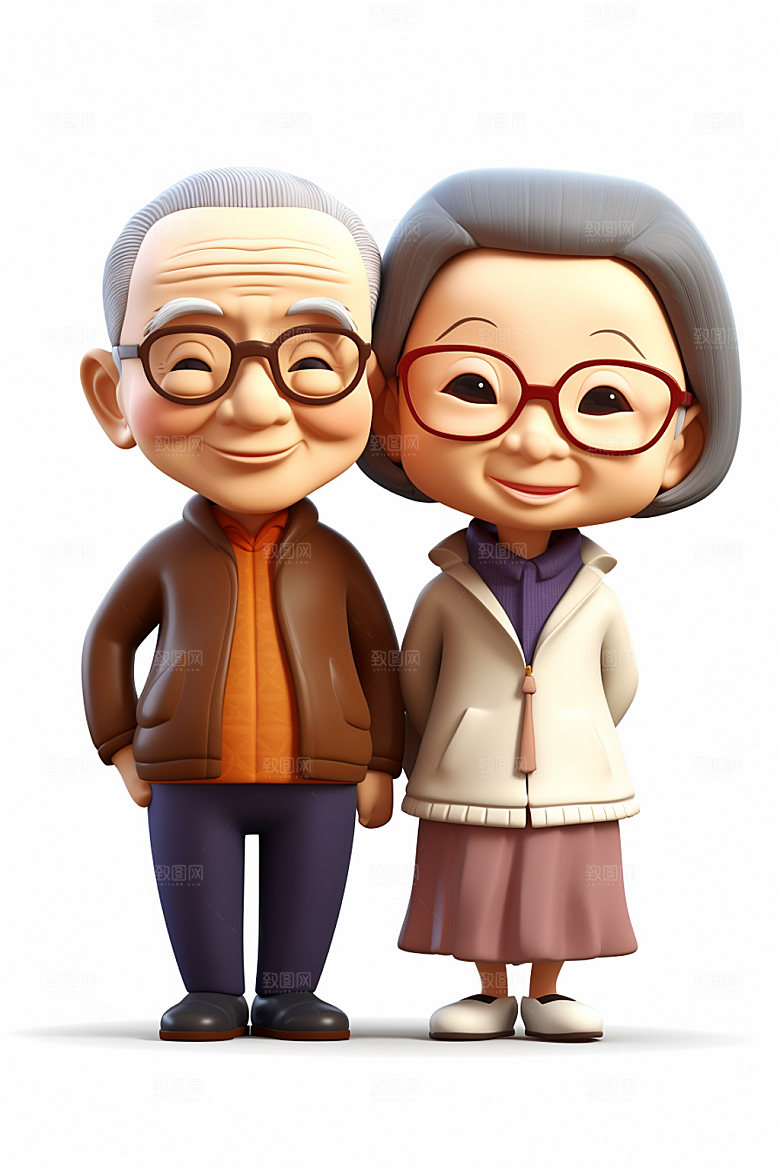 老人养老3D人物模型