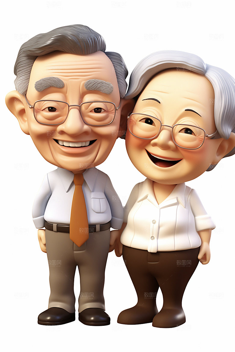 老人家庭敬老宣传人物模型