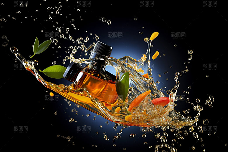 精油泼洒高清特写摄影图