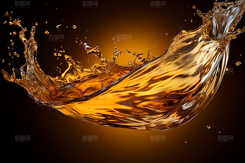 精油泼洒慢动作液体摄影图