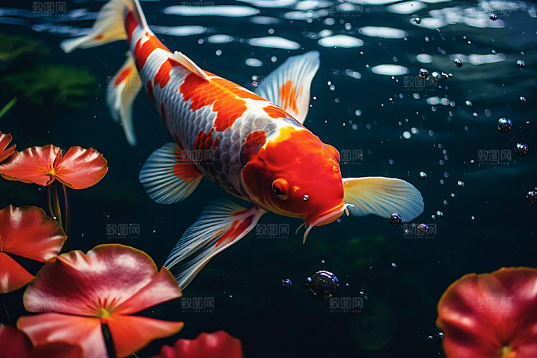 锦鲤祝福水族摄影图