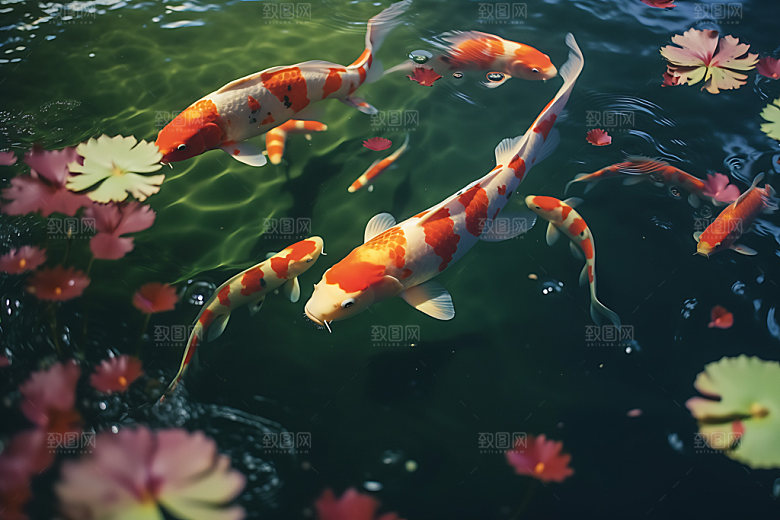 锦鲤鲤鱼自然摄影图
