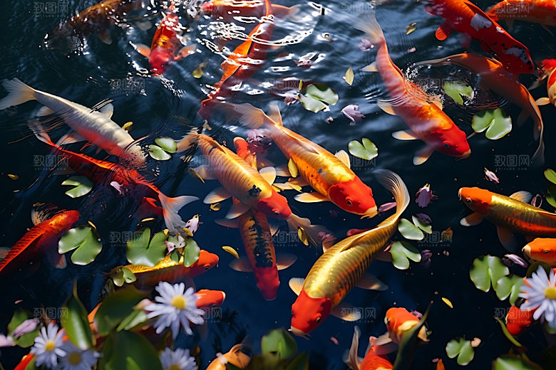 锦鲤水族许愿摄影图