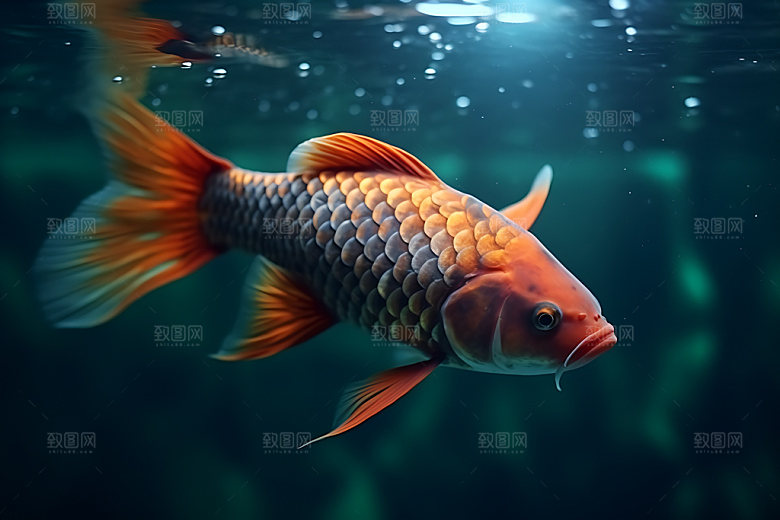 锦鲤许愿高清摄影图