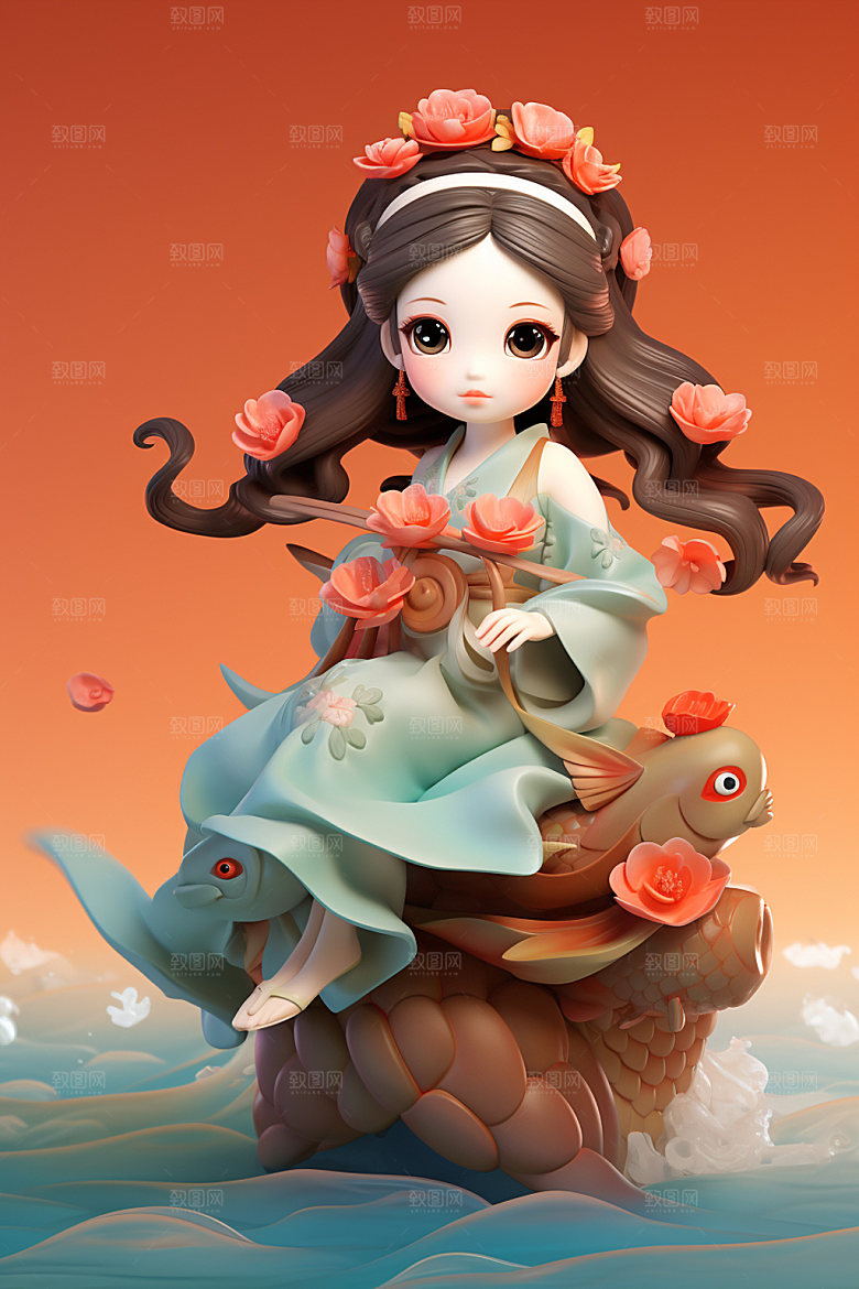 新年红色锦鲤3d立体模型素材