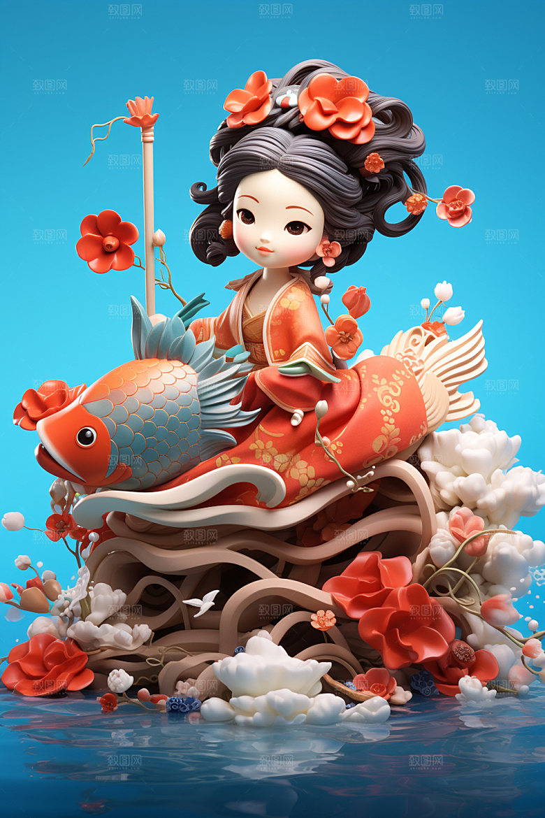 新年可爱唯美3d立体模型素材