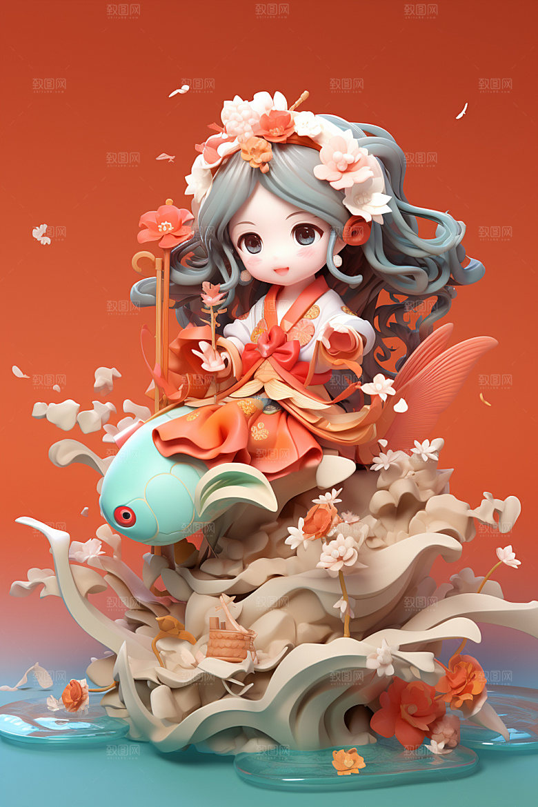 新年春节卡通人物模型素材